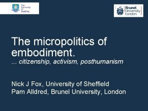 The micropolitics of embodiment citizenship activism posthumanism Nick