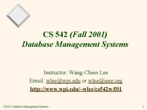 CS 542 Fall 2001 Database Management Systems Instructor