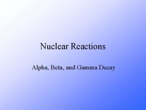 Nuclear Reactions Alpha Beta and Gamma Decay The