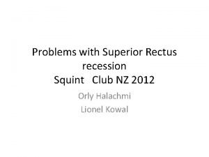 Problems with Superior Rectus recession Squint Club NZ