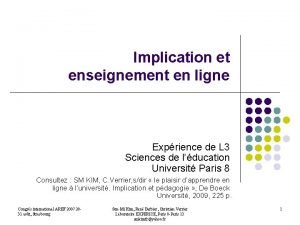 Implication et enseignement en ligne Exprience de L