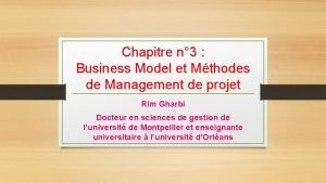 Chapitre n 3 Business Model et Mthodes de