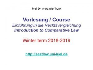 Prof Dr Alexander Trunk Vorlesung Course Einfhrung in