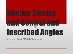Similar Circles and Central and Inscribed Angles Adapted