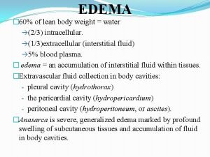 EDEMA 60 of lean body weight water 23