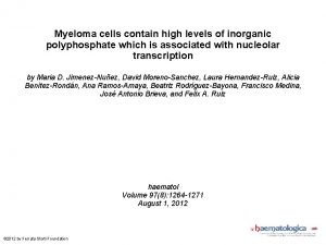 Myeloma cells contain high levels of inorganic polyphosphate