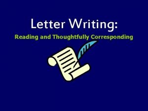 Objectives for letter writing