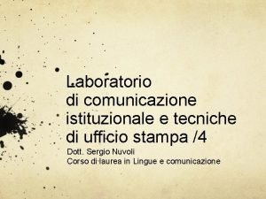 Laboratorio di comunicazione istituzionale e tecniche di ufficio