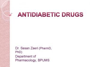 Dr Sasan Zaeri Pharm D Ph D Department