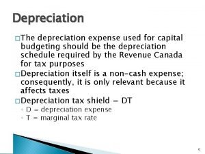 Depreciation The depreciation expense used for capital budgeting