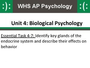 WHS AP Psychology Unit 4 Biological Psychology Essential