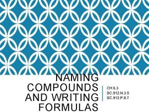 Naming and writing formulas for molecular compounds