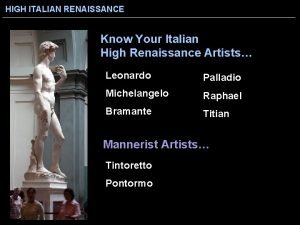 High italian renaissance art High italian renaissance art