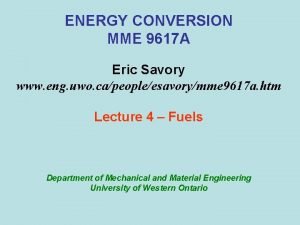 ENERGY CONVERSION MME 9617 A Eric Savory www