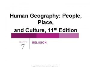 Human Geography People Place and Culture 11 th
