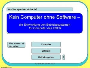 Worber sprechen wir heute Kein Computer ohne Software