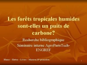 Les forts tropicales humides sontelles un puits de