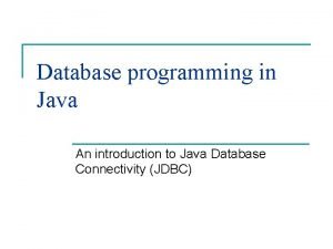 Java database programming