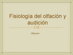 Fisiologa del olfacin y audicin Olfaccin Los rganos