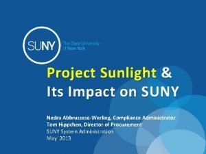 Project Sunlight Its Impact on SUNY Nedra AbbruzzeseWerling