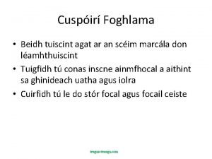 Cuspir Foghlama Beidh tuiscint agat ar an scim