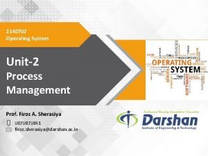 2140702 Operating System Unit2 Process Management Prof Firoz
