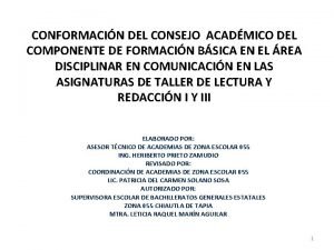 CONFORMACIN DEL CONSEJO ACADMICO DEL COMPONENTE DE FORMACIN