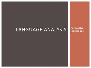 Language analysis techniques