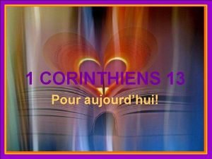 1 CORINTHIENS 13 Branchez vos hautparleurs CLIQUEZ POUR