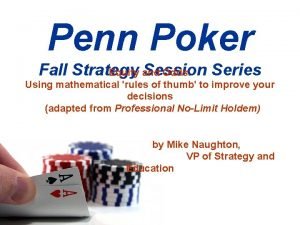 Penn Poker Fall Strategy Session Series Equity and