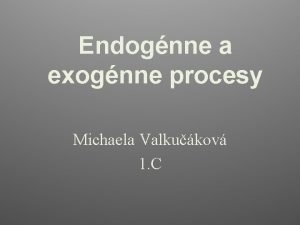 Endognne a exognne procesy Michaela Valkukov 1 C