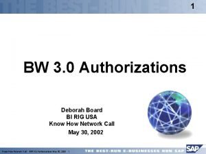 1 BW 3 0 Authorizations Deborah Board BI