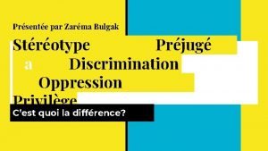 Prsente par Zarma Bulgak Strotype Prjug a Discrimination