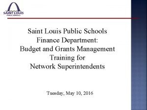 Saint Louis Public Schools Finance Department Budget and