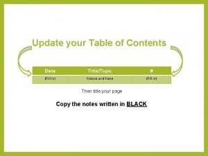 Update your Table of Contents Date Fill In