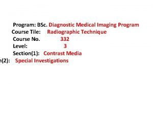 Program BSc Diagnostic Medical Imaging Program Course Tile