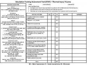 Simulation Training Assessment Tool STAT Thermal Injury Trauma