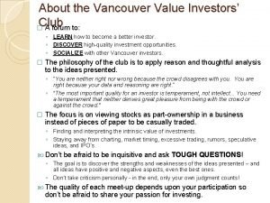 Vancouver investors club