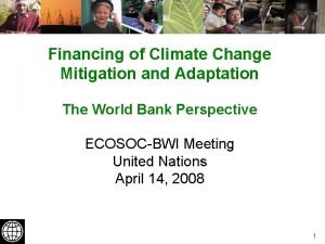 Financing of Climate Change Mitigation and Adaptation The