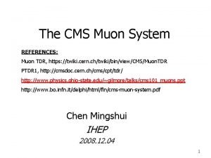 The CMS Muon System REFERENCES Muon TDR https