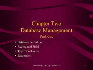 Chapter Two Database Management Part one Database definition