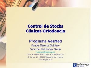 Control de Stocks Clnicas Ortodoncia Programa Ges Med