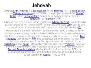 Jehovah dhov is a Latinization of the Hebrew