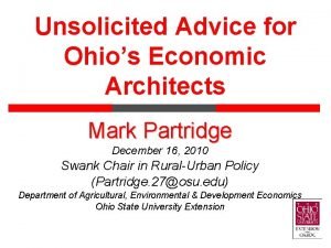 Unsolicited Advice for Ohios Economic Architects Mark Partridge