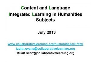 Content and Language Integrated Learning in Humanities Subjects