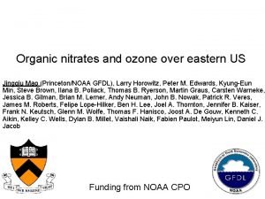 Organic nitrates and ozone over eastern US Jingqiu