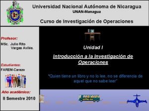 Universidad Nacional Autnoma de Nicaragua UNANManagua Curso de