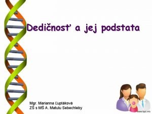 Dedinos a jej podstata Mgr Marianna uptkov Z