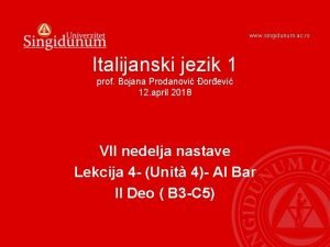 www singidunum ac rs Italijanski jezik 1 prof