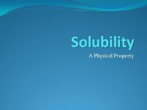 Factors affecting solubility